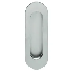 Coquille pour porte coulissante, ovale pleine / Acier inoxydable