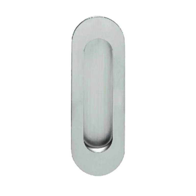 Coquille pour porte coulissante, ovale pleine / Acier inoxydable