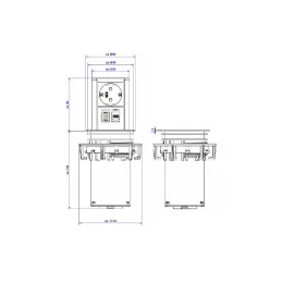 Prise électrique escamotable Elevator OFFICE / Aluminium brossé