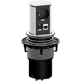 Prise électrique escamotable Elevator OFFICE HDMI / Aluminium brossé