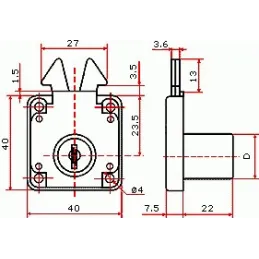 Serrure de volet roulant R50N/19 nickelée