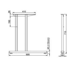 Pied de structure de table Back AVA C 700 / gris