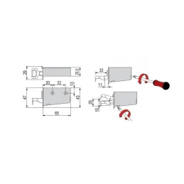 Ferrure de suspension d’armoire sur rail – hêtre / paire