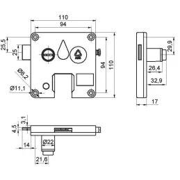 Serrure à pièce type 70 Basic