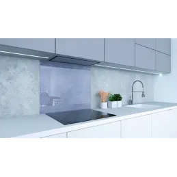 Crédence en verre pour plaque de cuisson / Effet aluminium brossé