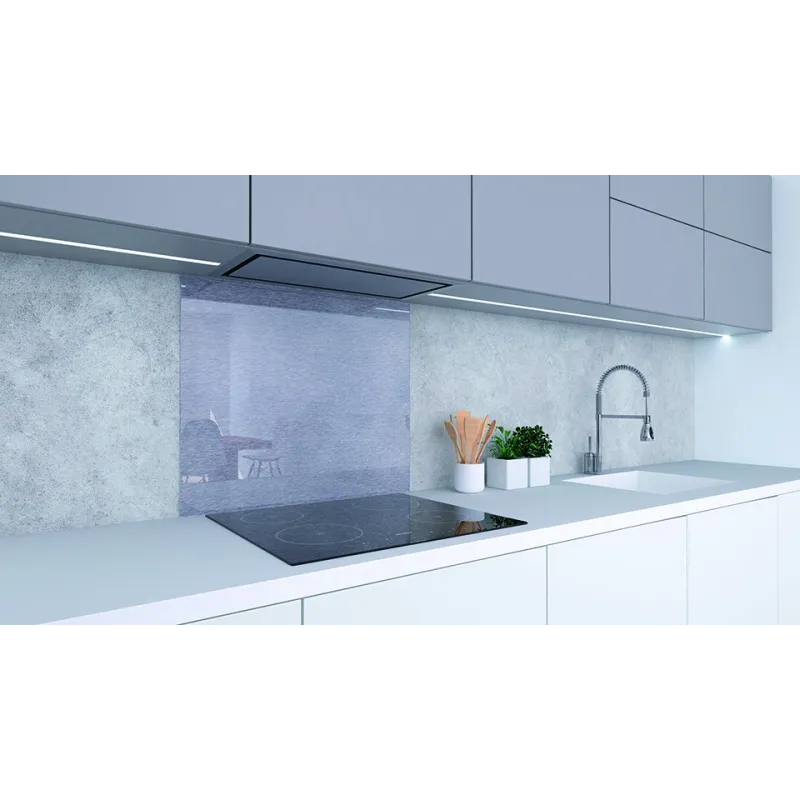 Crédence en verre pour plaque de cuisson / Effet aluminium brossé