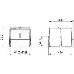Tri sélectif FRANKE Trio 300-45 2 x 10 + 1 x 22 l