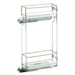 Panier double pour meubles hauts STANDARD 150 mm avec bacs en plastique / Chrome