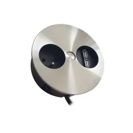 Prise électrique Twister + USB / Acier inoxydable