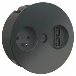Prise électrique Twister + USB / Noire
