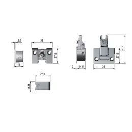 Charnière pour portillon basculant inférieur / Zinc