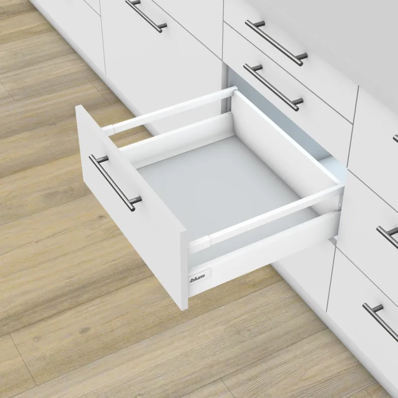 Caisson de cuisine BLUM – Antarobox « D » 224 mm avec barre de protection / Blanc