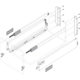 Caisson de cuisine BLUM – Antarobox « D » 224 mm avec barre de protection / Blanc