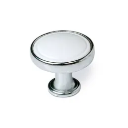 Bouton BERYL / Chrome brillant - blanc