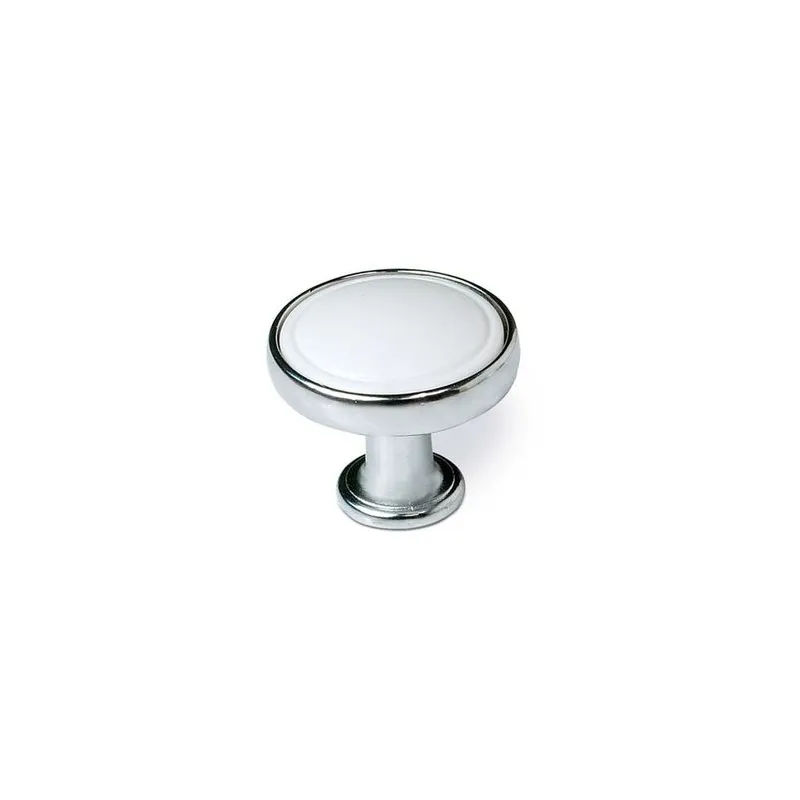 Bouton BERYL / Chrome brillant - blanc
