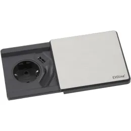 Prise électrique Evoline Square 80 / Acier inoxydable