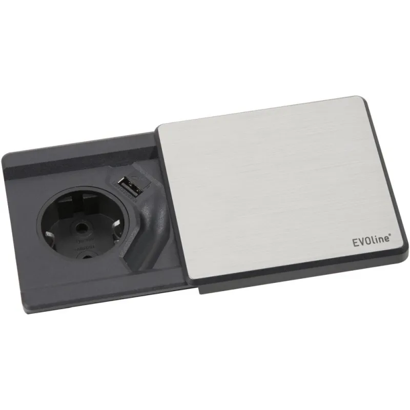 Prise électrique Evoline Square 80 / Acier inoxydable
