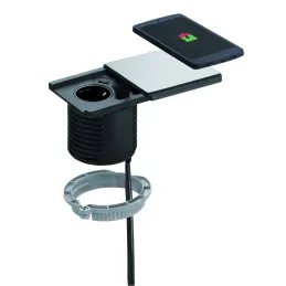 Prise électrique Evoline Square + Recharge sans fil / Acier inoxydable