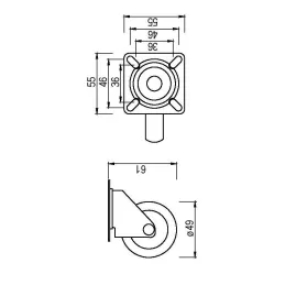 Roulettes pivotantes 50 mm / Grises