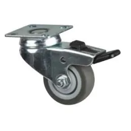 Roulette pivotante de 50 mm avec frein / Grise