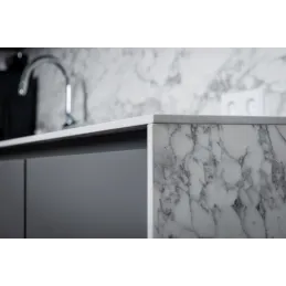 Plan de travail compact en marbre Carrara (noyau gris) / S63009 CM