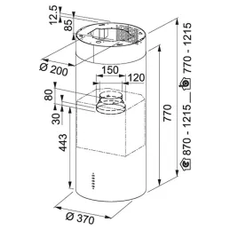 Hotte aspirante îlot TUNNEL FTU PLUS 3707 XS / Inox