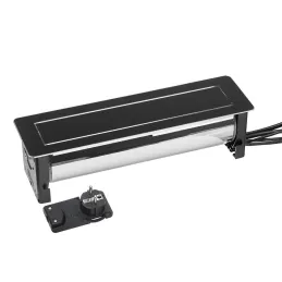 Prise électrique escamotable VERSATURN 3.0 – 2x230V + USB + HDMI / Verre noir