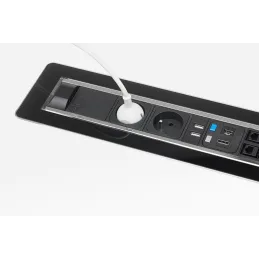 Prise électrique escamotable VERSATURN 3.0 – 2x230V + USB + HDMI / Verre noir