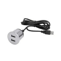 Prise électrique avec chargeur USB Round / Inox