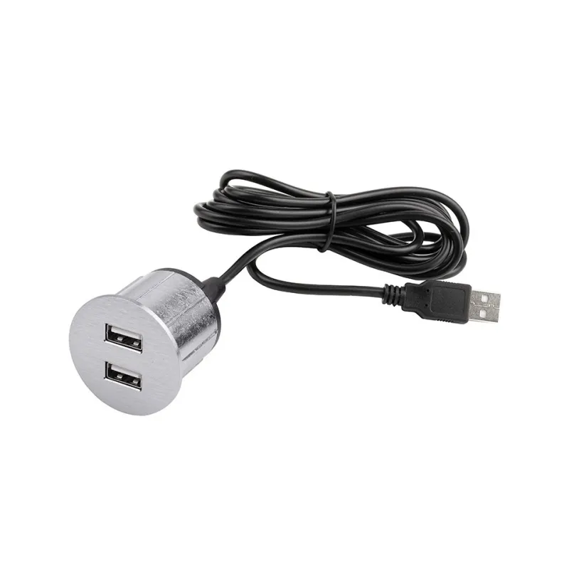Prise électrique avec chargeur USB Round / Inox