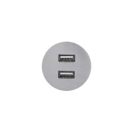 Prise électrique avec chargeur USB Round / Inox