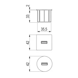 Prise électrique avec chargeur USB Round / Inox