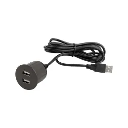 Prise électrique avec chargeur USB Round / Noir mat