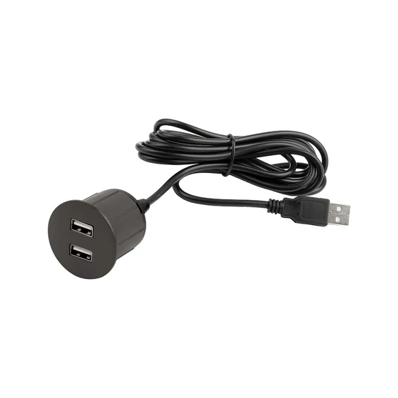 Prise électrique avec chargeur USB Round / Noir mat
