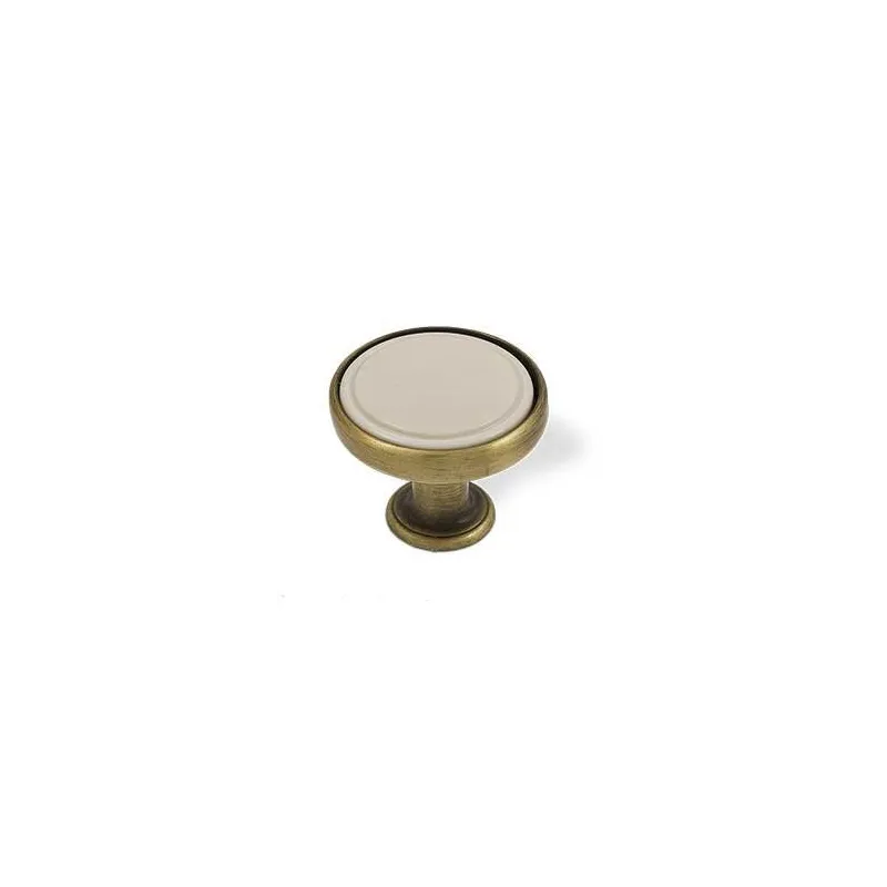 Bouton BERYL / laiton ancien – plastique beige