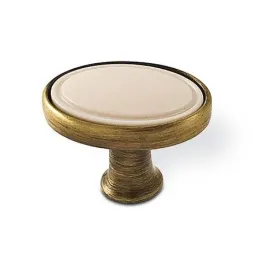 Bouton BERYL OVAL / Laiton vieilli – base beige