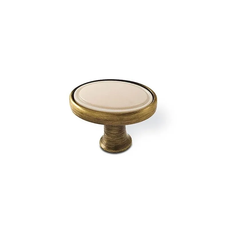 Bouton BERYL OVAL / Laiton vieilli – base beige