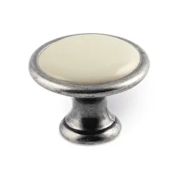 Bouton GARDE / Vieil argent – porcelaine ivoire