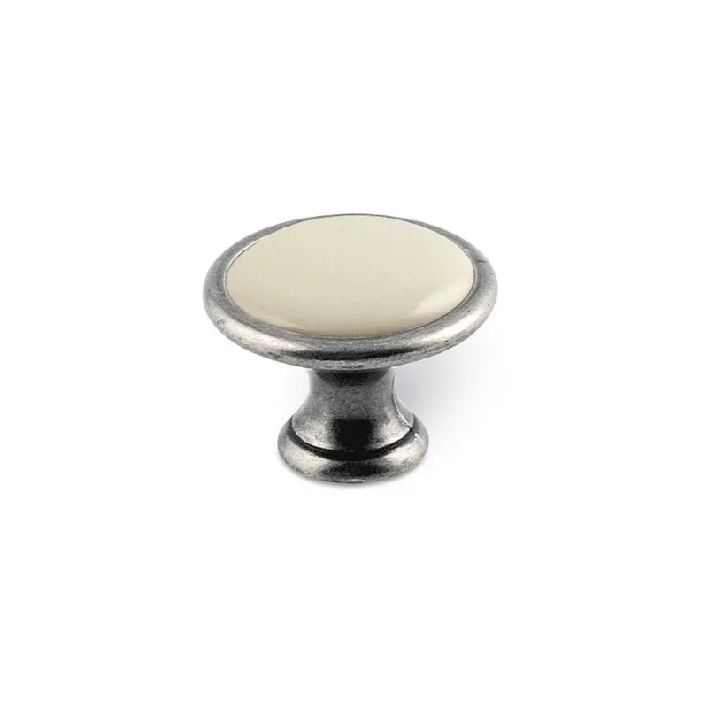 Bouton GARDE / Vieil argent – porcelaine ivoire