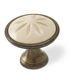 Bouton MAURO / laiton vieilli – plastique beige