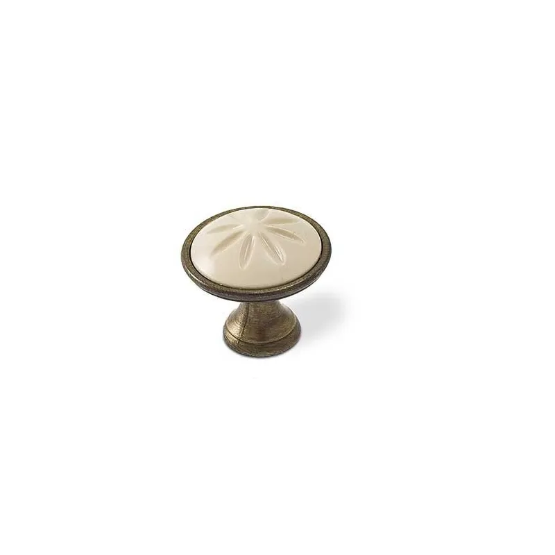 Bouton MAURO / laiton vieilli – plastique beige