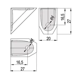 Angle métallique avec embout en PVC – bouleau / 10 pièces