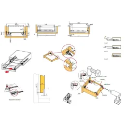 Coulisse à sortie totale invisible KINGSLIDE avec amortissement et attaches / 34 kg