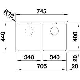 Évier en acier inoxydable Blanco ANDANO 340/340-IF