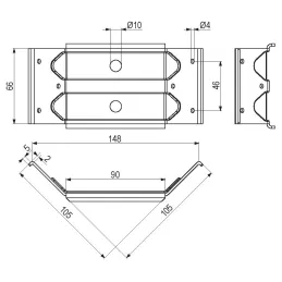 Raccord d’angle pour table 66 mm / zinc blanc
