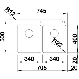Évier en inox Blanco ANDANO 500-IF/A / PushControl