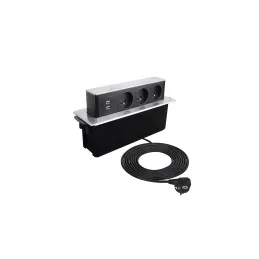Prise électrique escamotable HOPBOX FRENCH / Aluminium brossé