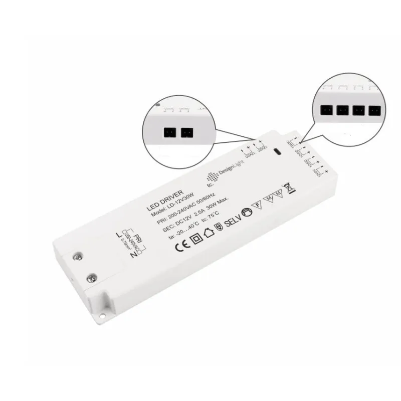 Transformateur LED (adaptateur secteur) 12 V / avec connecteurs intégrés