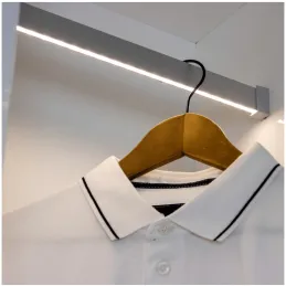 Tringle de penderie SLIM pour bande LED avec cache / Aluminium