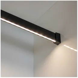 Tringle de penderie SLIM pour bande LED avec embout / Noir